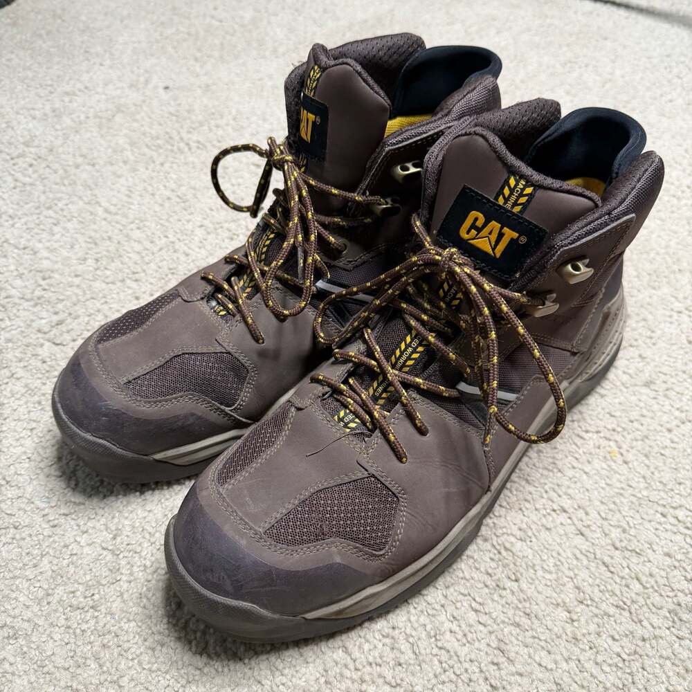 CAT Mid Alloy Toe Waterproof Work Boots Size 13